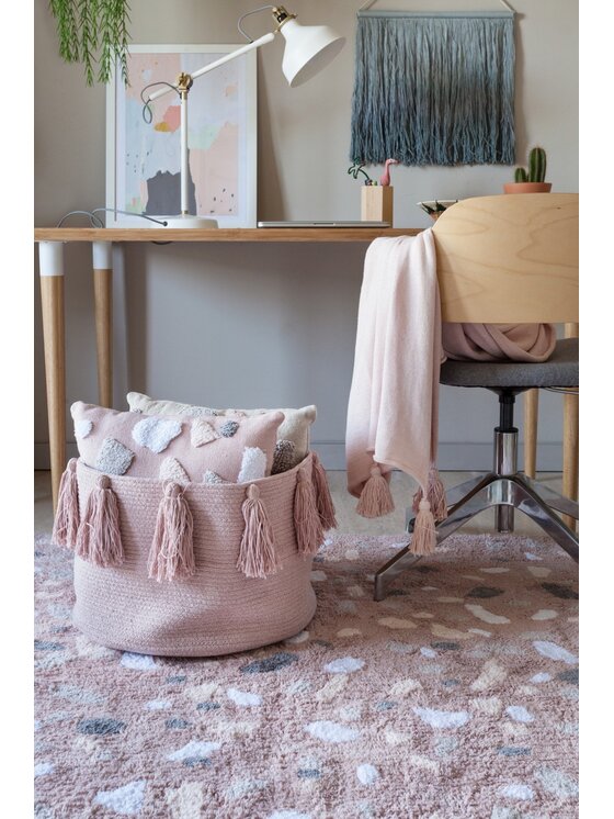 Lorena Canals Lorena Canals Przechowywanie Kosz Basket Tassels Vintage Nude Różowy