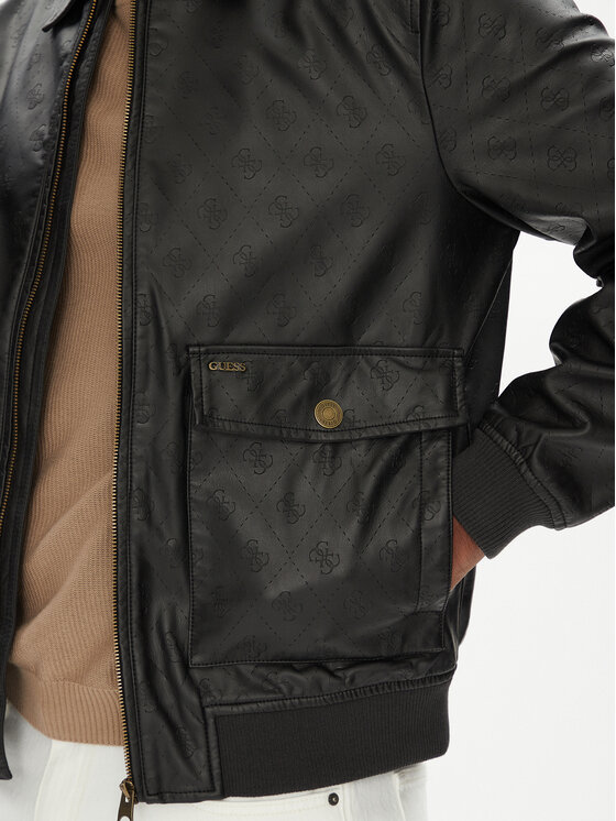 Guess Guess Μπουφάν από απομίμηση δέρματος M5YL01 WGUC0 Μαύρο Regular Fit