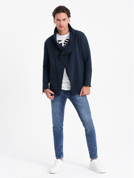 Ombre Ombre Mikina B1362 Tmavomodrá Modern Fit
