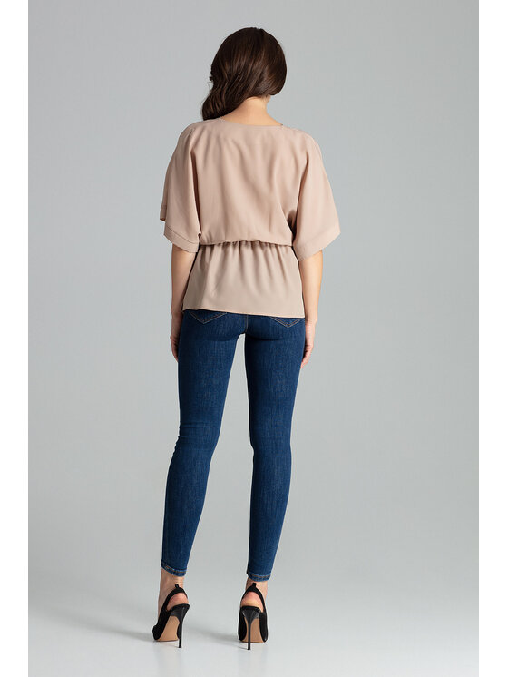 Lenitif Lenitif Bluzka L063 Beżowy Regular Fit