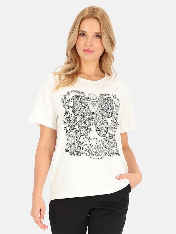 Perso Perso T-Shirt TCE240246F Écru Regular Fit