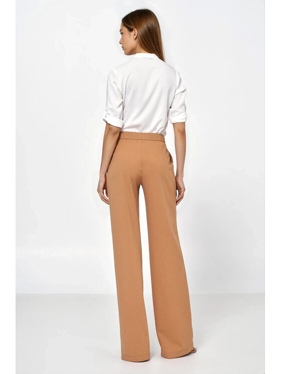 NIFE NIFE Kalhoty z materiálu SD131 Hnědá Loose Fit