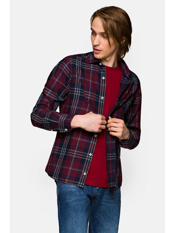 Lancerto Lancerto Koszula Felicia KO073121000037 Bordowy Slim Fit