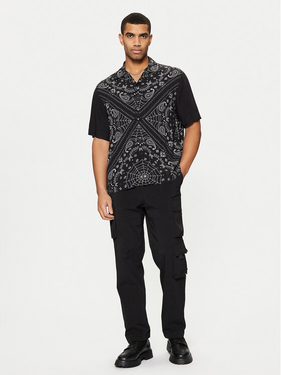 HUGO HUGO Košeľa Espino 50534252 Čierna Oversize