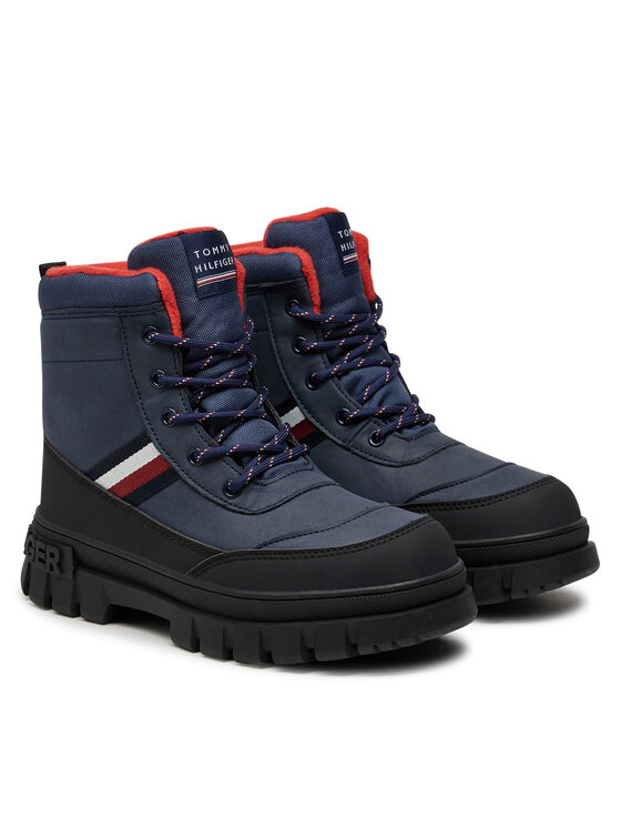 Tommy Hilfiger Tommy Hilfiger Pohodni čevlji Stripes Fur Boot T3X5-33713-1487 S Mornarsko modra