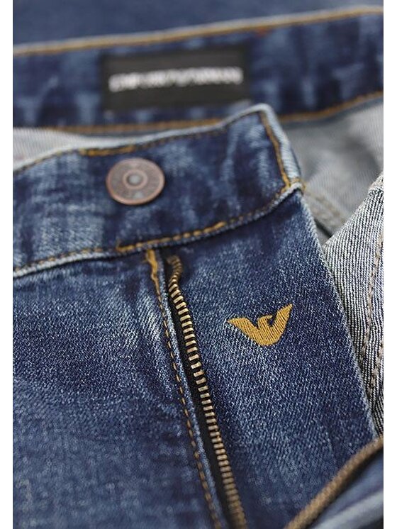 Emporio Armani Emporio Armani Jeansy 3EM000121 AF13281 Modrá Slim Leg