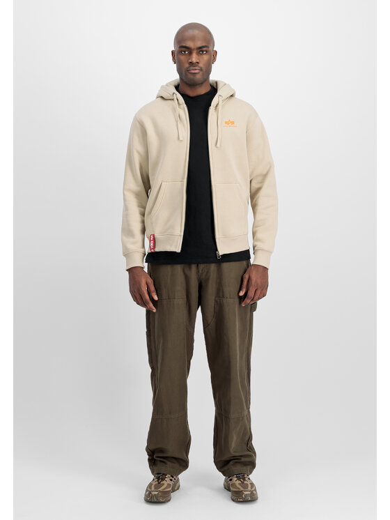 Alpha Industries Alpha Industries Bluza Basic Small Logo Zip Hoodie Beżowy Regular Fit