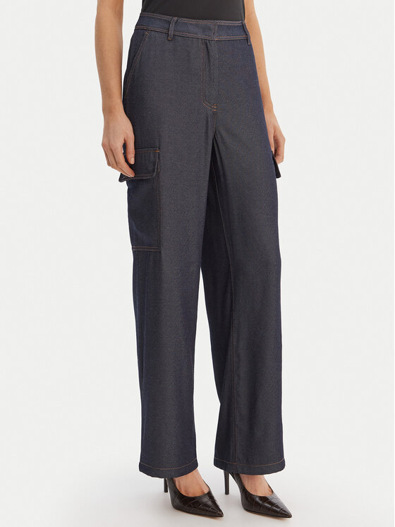 Guess Guess Medžiaginės kelnės W6RB65 WL842 Tamsiai mėlyna Regular Fit