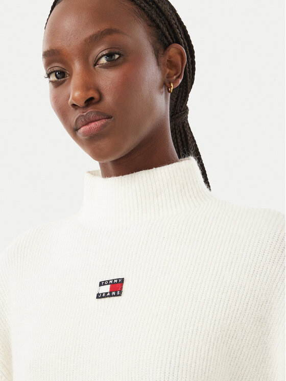 Tommy Jeans Tommy Jeans Sweter Badge DW0DW23349 Biały Relaxed Fit