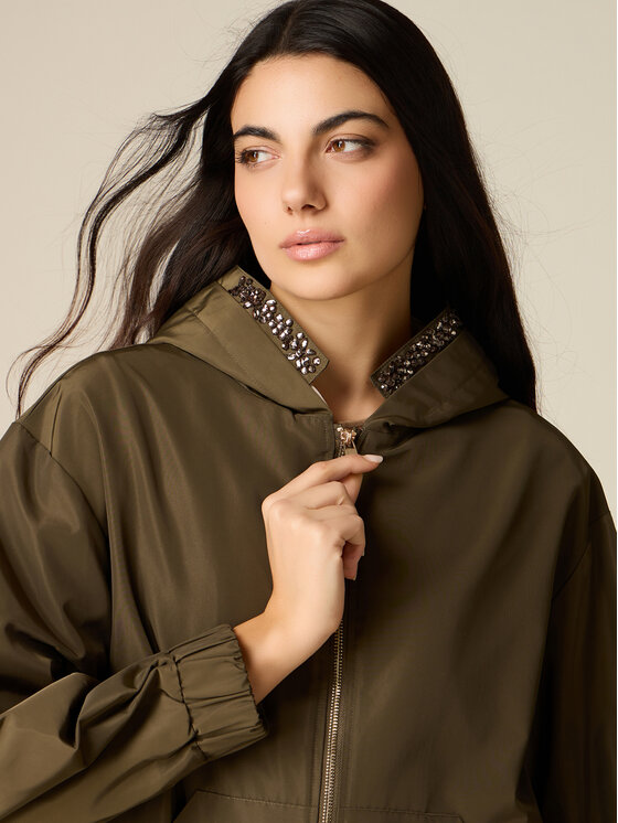 Oltre Oltre Płaszcz zimowy 0010J000162N035 Zielony Baggy Fit
