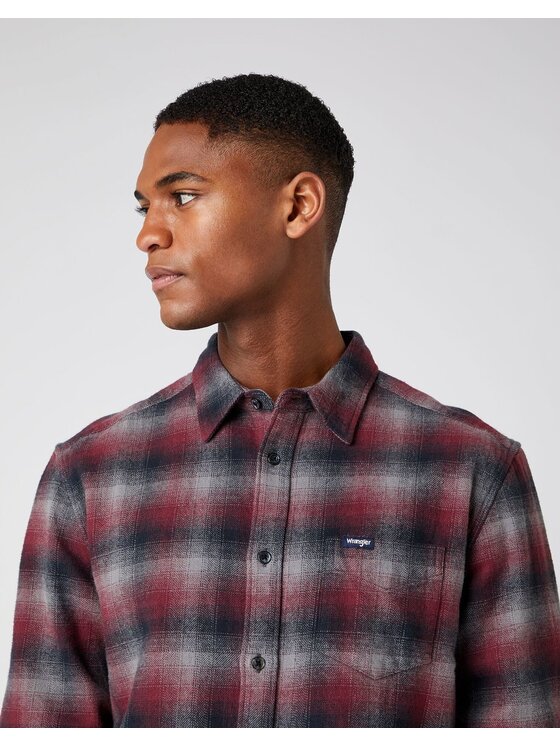 Wrangler Wrangler Koszula LS 1PKT SHIRT Czerwony Regular Fit