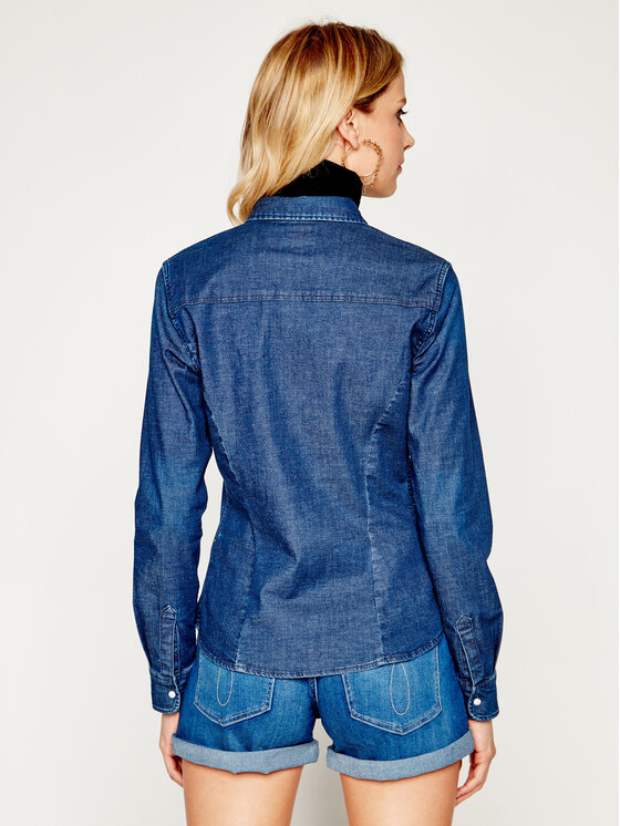 Lee Lee džinsiniai marškiniai Western L45RFWLR Tamsiai mėlyna Slim Fit