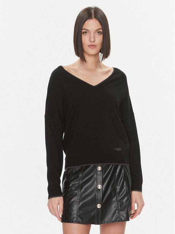 Liu Jo Pulover MF3392 MS49I Negru Regular Fit