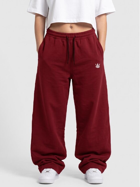 Jigga Wear Jigga Wear Spodnie dresowe Szerokie 133097 Czerwony ciemny Regular Fit