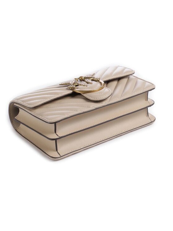 PINKO PINKO Torebka Beige Calf Leather Bos Taurus Shoulder Bag Beżowy