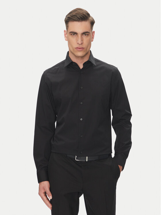 Calvin Klein Košeľa Essential LV019EU001 Čierna Regular Fit