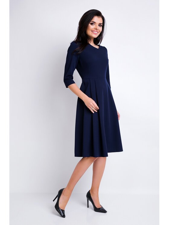 Awama Awama Každodenné šaty A157 Tmavomodrá Basic Fit