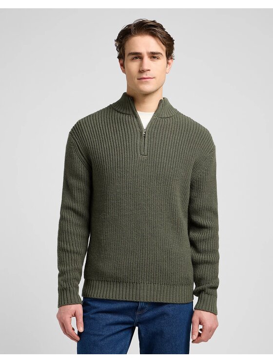 Lee Lee Maglione CLEAN HALF ZIP KNIT Verde Regular Fit