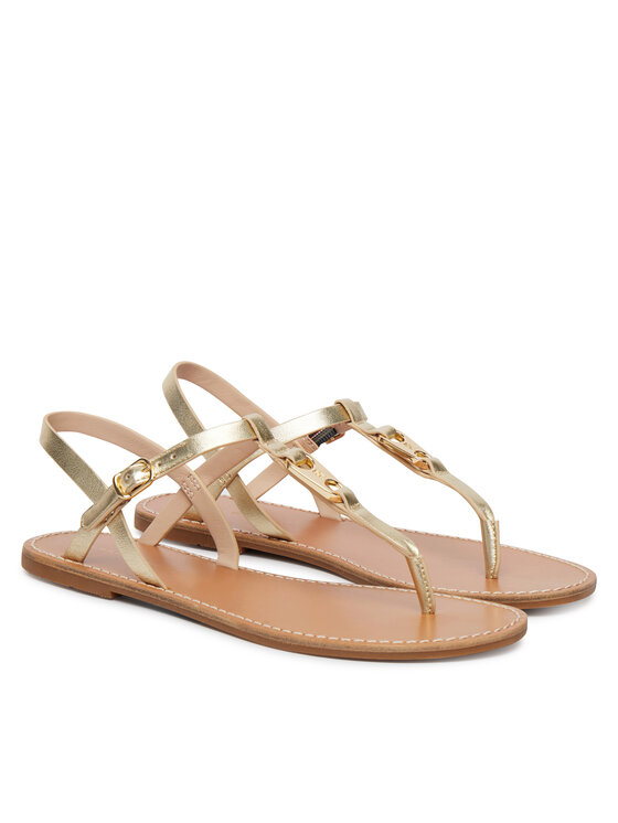 Tommy Hilfiger Tommy Hilfiger Sandali Leather Thong Sandal Gold FW0FW09331 Zlata