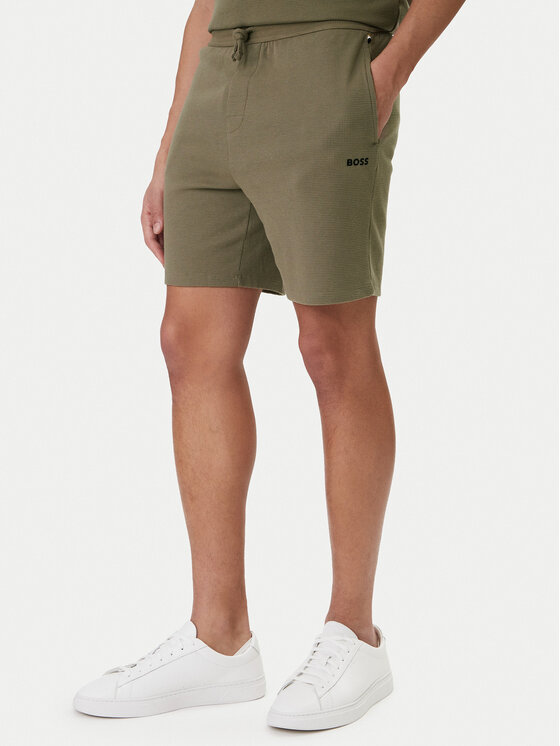 BOSS Szorty sportowe Waffle 50535884 Khaki Regular Fit