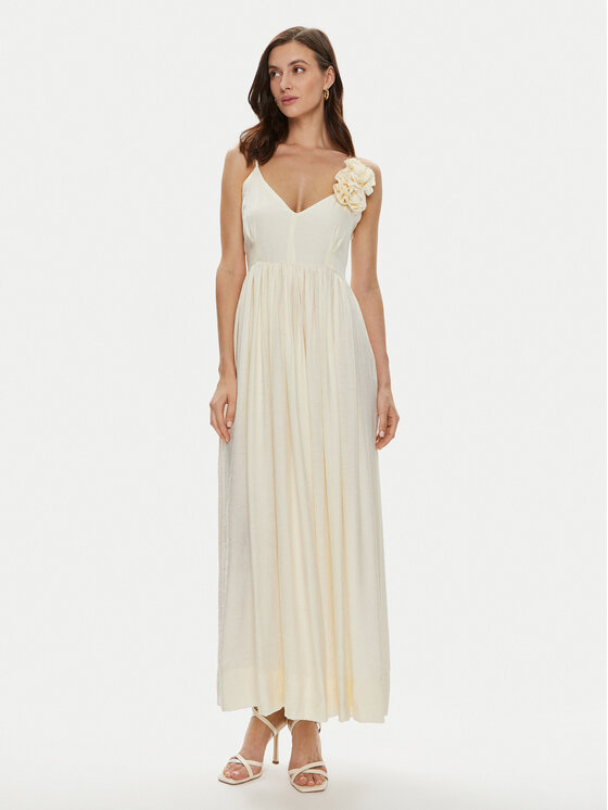 Haveone Haveone Rochie de seară AVS-L104 Écru Regular Fit