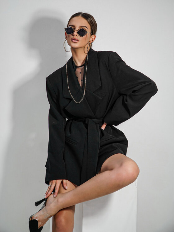 LilaLou LilaLou Marynarka About You Czarny Oversize