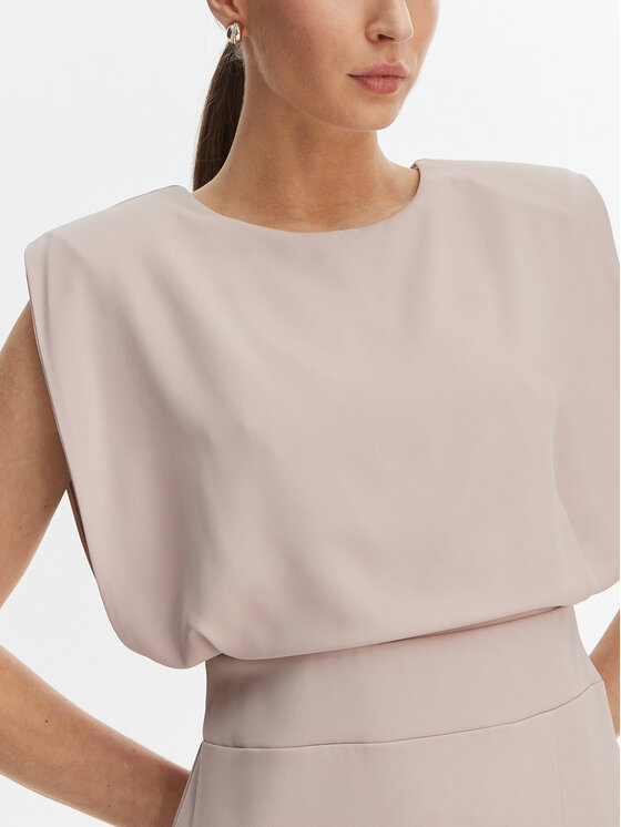 Rinascimento Rinascimento Koktejlové šaty CFC0127570003 Béžová Slim Fit