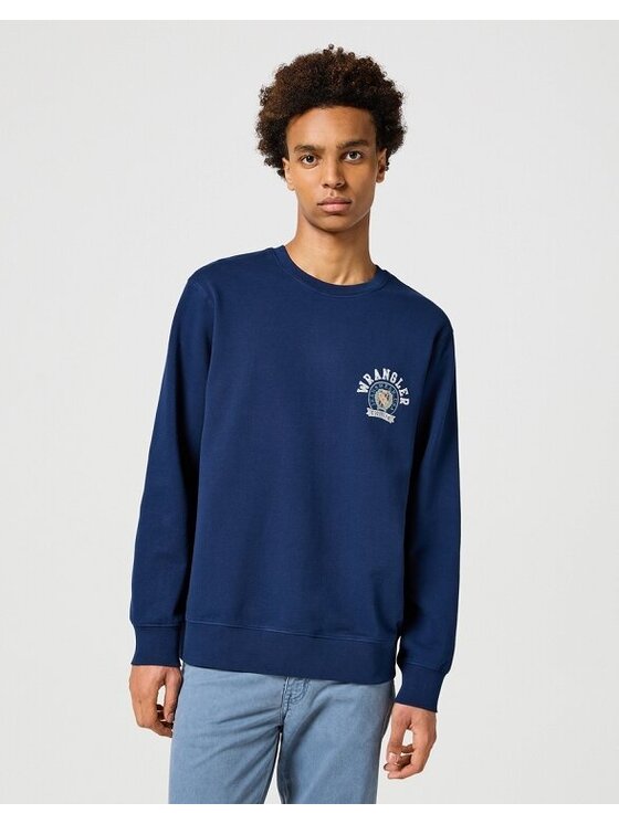 Wrangler Wrangler Bluza CREWNECK SWEATSHIRT Niebieski Loose Fit