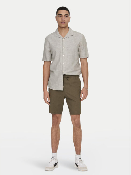 Only & Sons Only & Sons Marškiniai Caiden 22025116 Smėlio Slim Fit