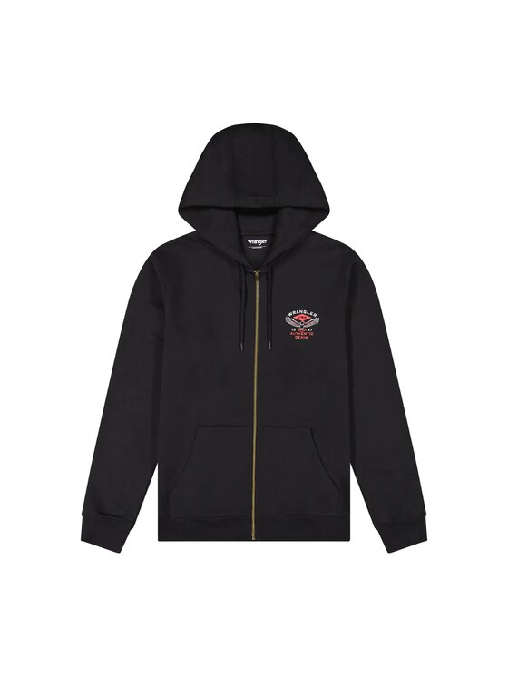 Wrangler Wrangler Bluza GRAPHIC ZIP HOODIE Czarny Regular Fit