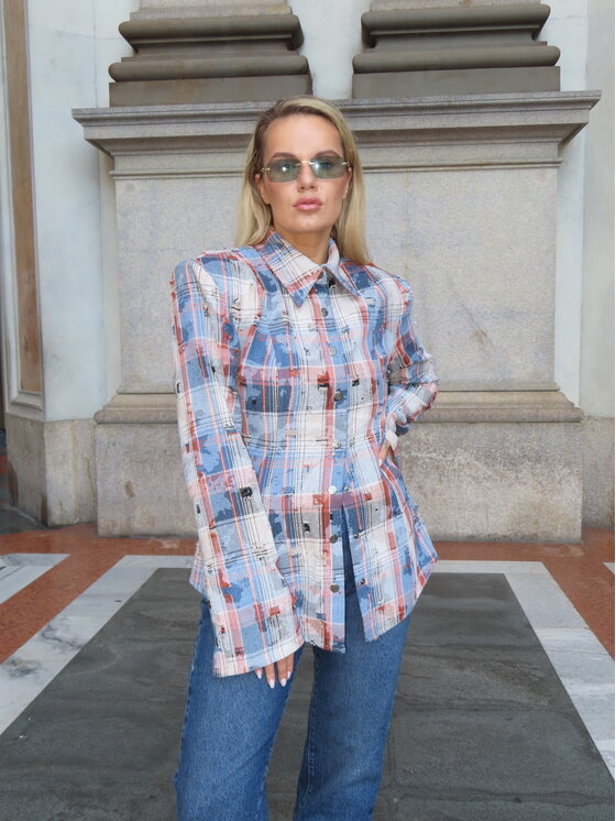 Magda Matyja Magda Matyja Koszula TEXAS SHIRT NAVY Granatowy Fitted Fit