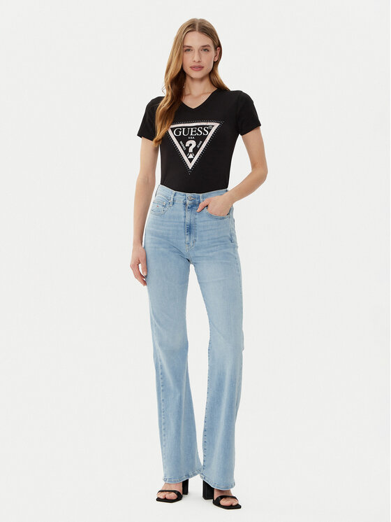 Guess Guess T-Shirt W5RI21 J1314 Μαύρο Regular Fit