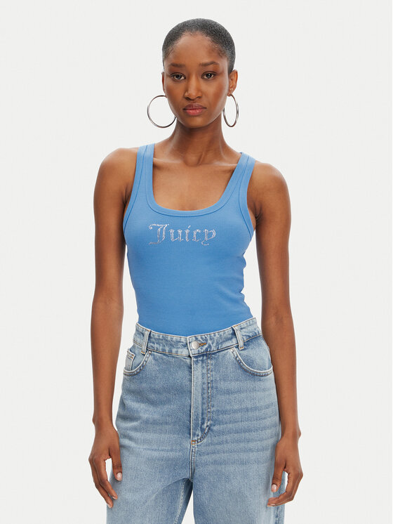 Juicy Couture Top Racer JCWLV125305 Niebieski Slim Fit