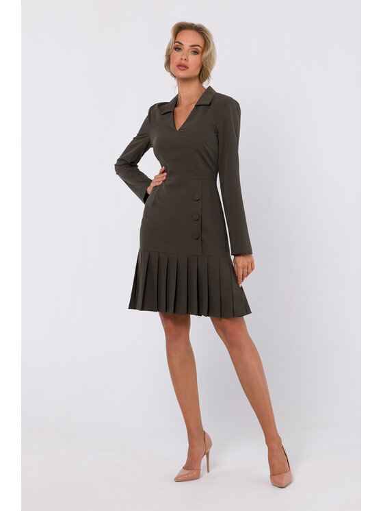 Made of Emotion Made of Emotion Koktejlové šaty M752 Zelená Modern Fit