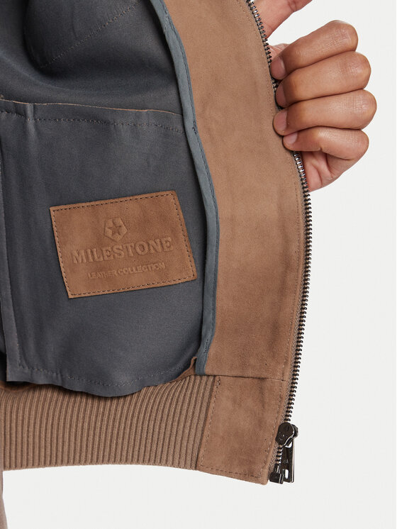 Milestone Milestone Ādas jaka MSRayan 531624 60700 Bēšs Regular Fit