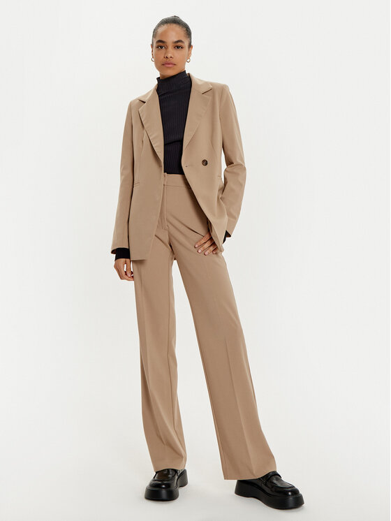 ACCESS FASHION ACCESS FASHION Spodnie materiałowe 44-5064-118 Beżowy Straight Fit