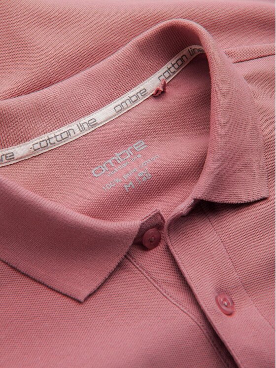 Ombre Ombre Polo OM-POBS-0100 Różowy Regular Fit