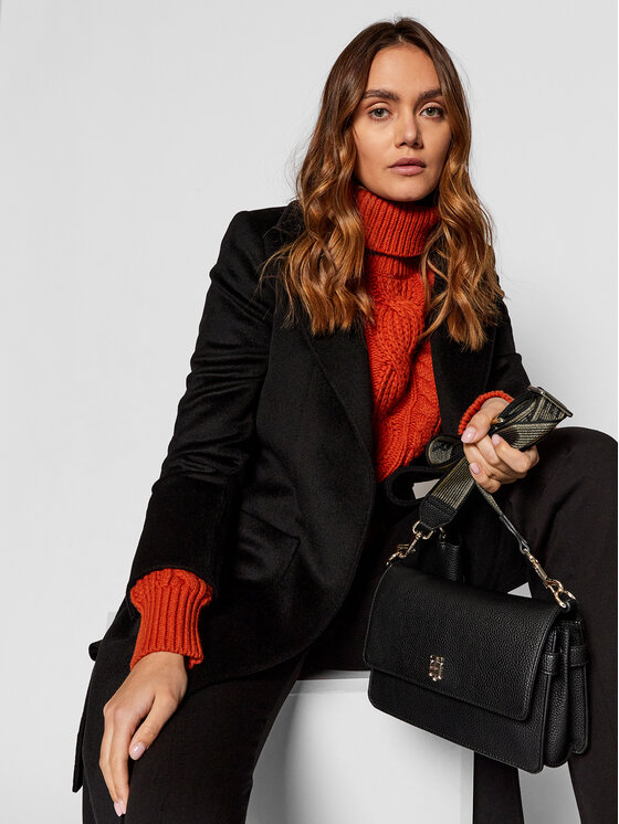 Tommy Hilfiger Geantă Th Soft Flap Crossover AW0AW10468 Negru
