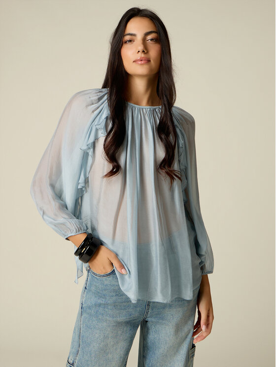 Oltre Oltre Bluzka 2061J000836N015 Turkusowy Regular Fit