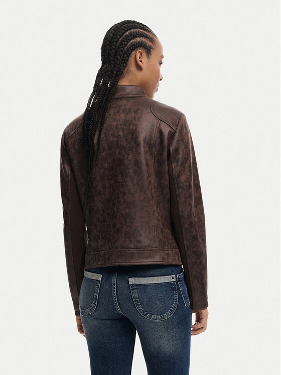 Desigual Desigual Kožená bunda 25SWEW46 Hnedá Regular Fit