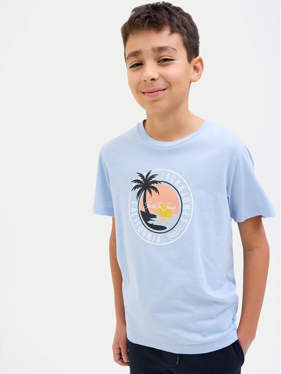 Jack & Jones Junior Jack & Jones Junior T-Shirt Palm 12269922 Błękitny Regular Fit