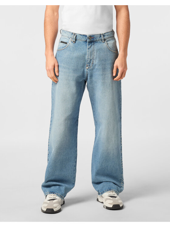 PHILIPP PLEIN PHILIPP PLEIN Jeansy 23627 Niebieski jasny Loose Fit
