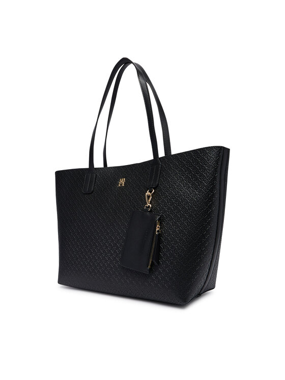 Tommy Hilfiger Tommy Hilfiger Torebka Th Icon Tote Mono AW0AW19004 Czarny