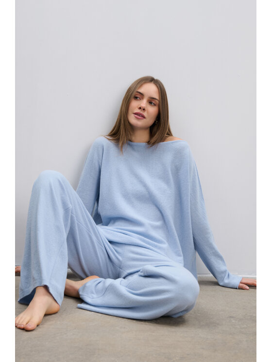 Fobya Fobya Komplet bluzka i spodnie F2108 Niebieski Basic Fit