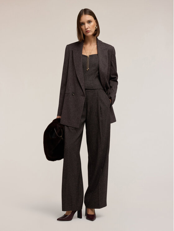 Motivi Motivi Pantaloni di tessuto P015Q004421N0Z2 Marrone Over Fit