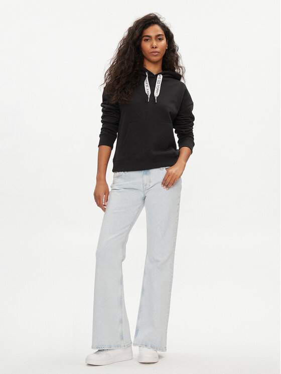 Tommy Jeans Tommy Jeans Bluza Logo Drawcord DW0DW17794 Czarny Boxy Fit