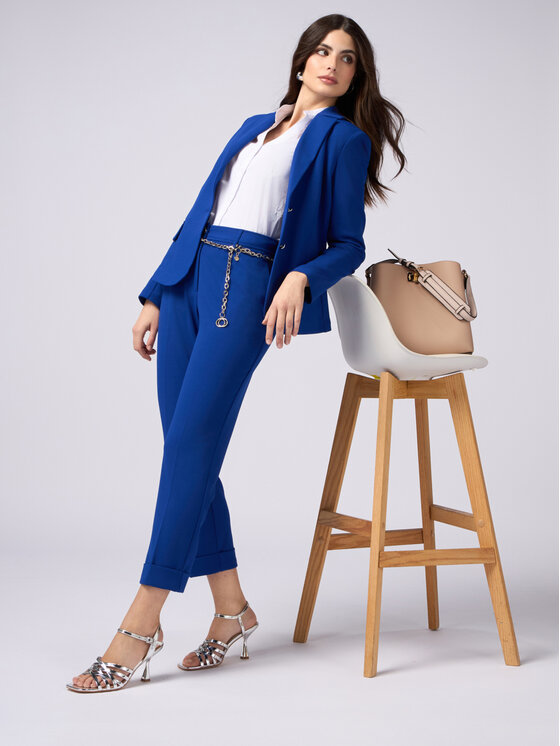 Oltre Oltre Spodnie materiałowe P287R008384N024 Turkusowy Regular Fit