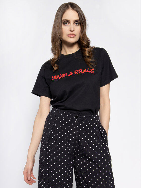 Manila Grace Majica T169CU Črna Regular Fit