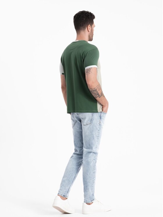 Ombre Ombre T-Shirt OM-TSCT-0176 Zelená Regular Fit