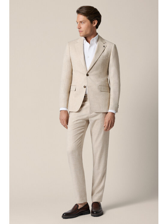 Lancerto Lancerto Spodnie materiałowe Umberto Beżowe SP131126000001 Beżowy Slim Fit